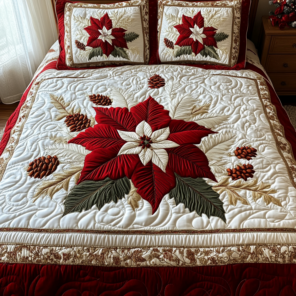 Winter Blossom 3-Piece Quilted Bedding Set