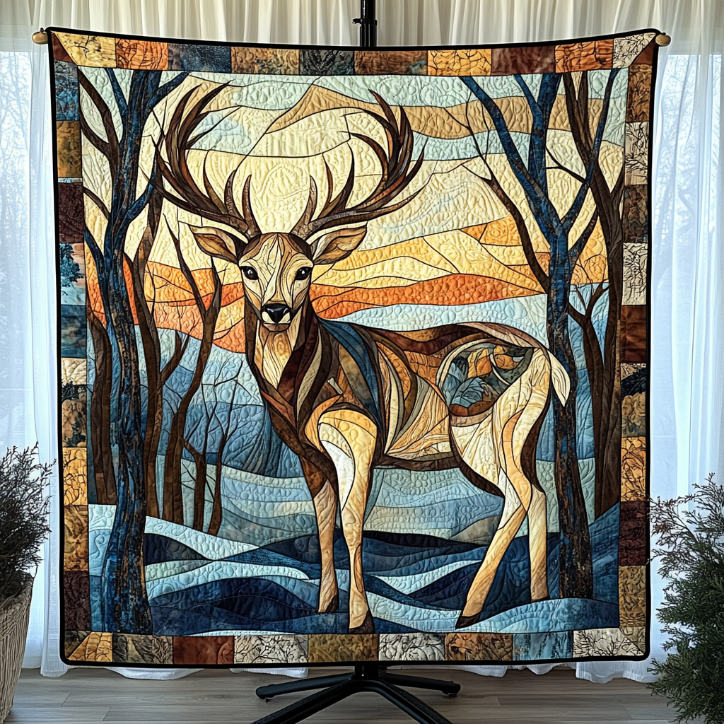 Winter Buck Quilted Blanket