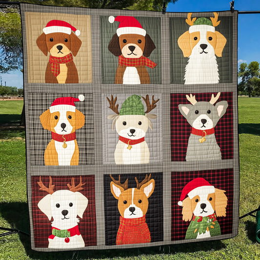 Winter Dog Wonderland Quilted Blanket