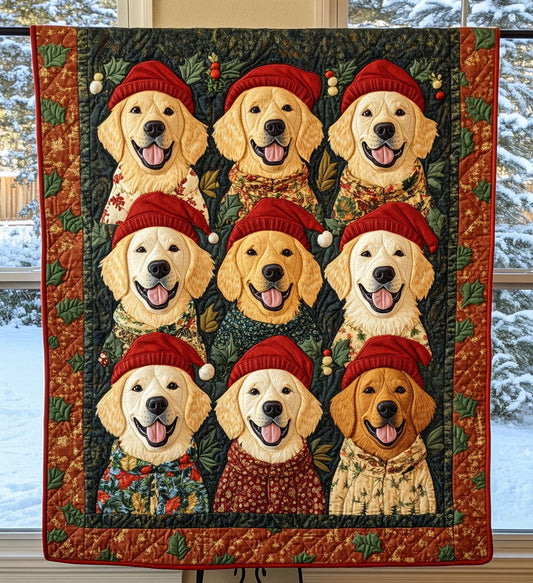 Winter Golden Wonders Quilted Blanket