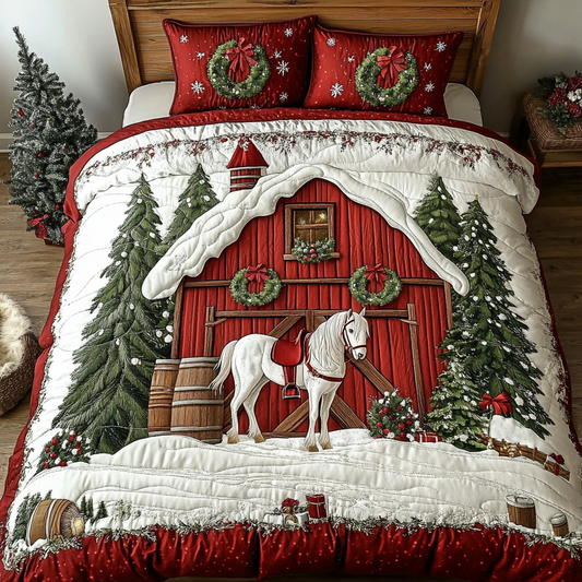 Winter Horses 3-Piece Quilted Bedding Set