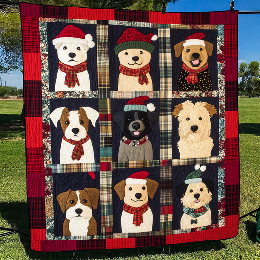 Winter Puppy Wonderland Quilted Blanket