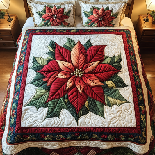 Winter Red 3-Piece Quilted Bedding Set