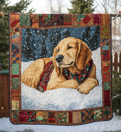 Winter Retriever Quilted Blanket