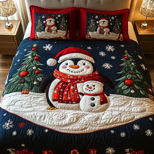 Winter Waddle 3-Piece Quilted Bedding Set