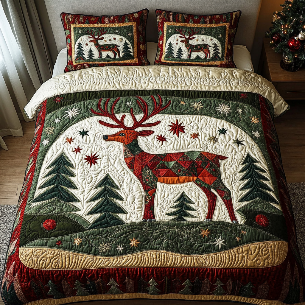 Winter Whimsy 3-Piece Quilted Bedding Set