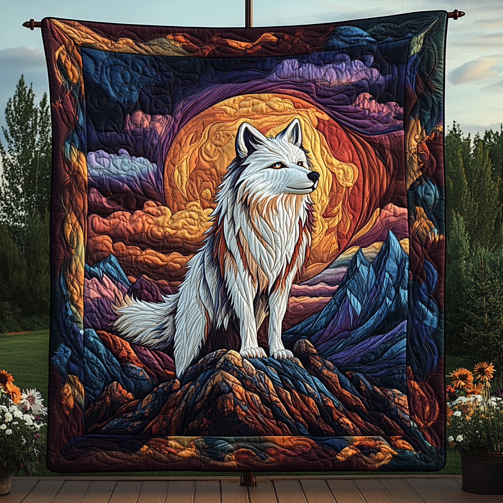 Winter Wolf Quilted Blanket