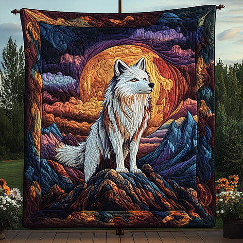 Winter Wolf Quilted Blanket