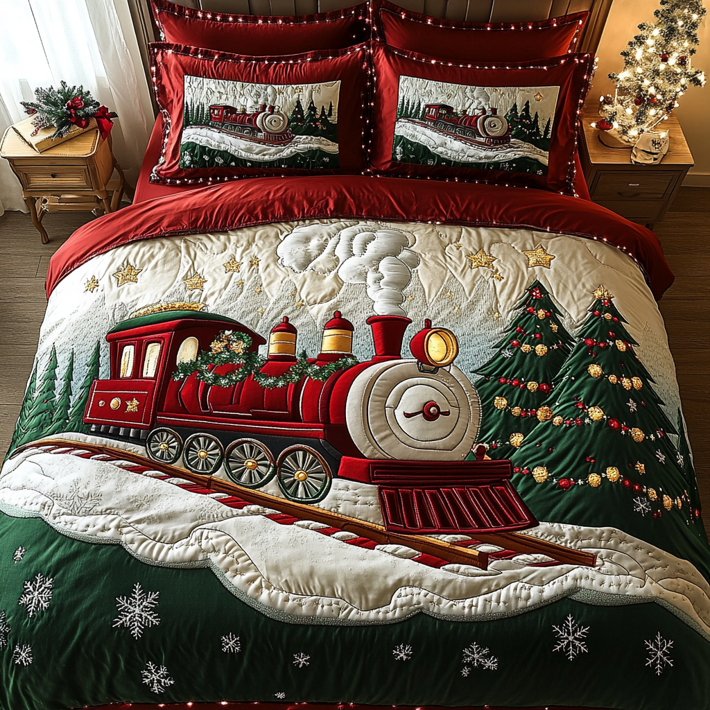 Winter Wonderland Express 3-Piece Quilted Bedding Set