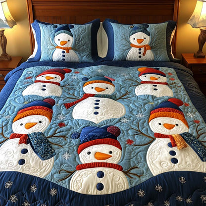 Winter Wonderland Snowmen 3-Piece Quilted Bedding Set
