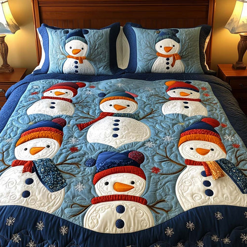 Winter Wonderland Snowmen 3-Piece Quilted Bedding Set