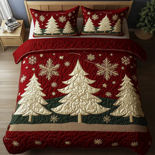 Winter Wonderland Trees 3-Piece Quilted Bedding Set