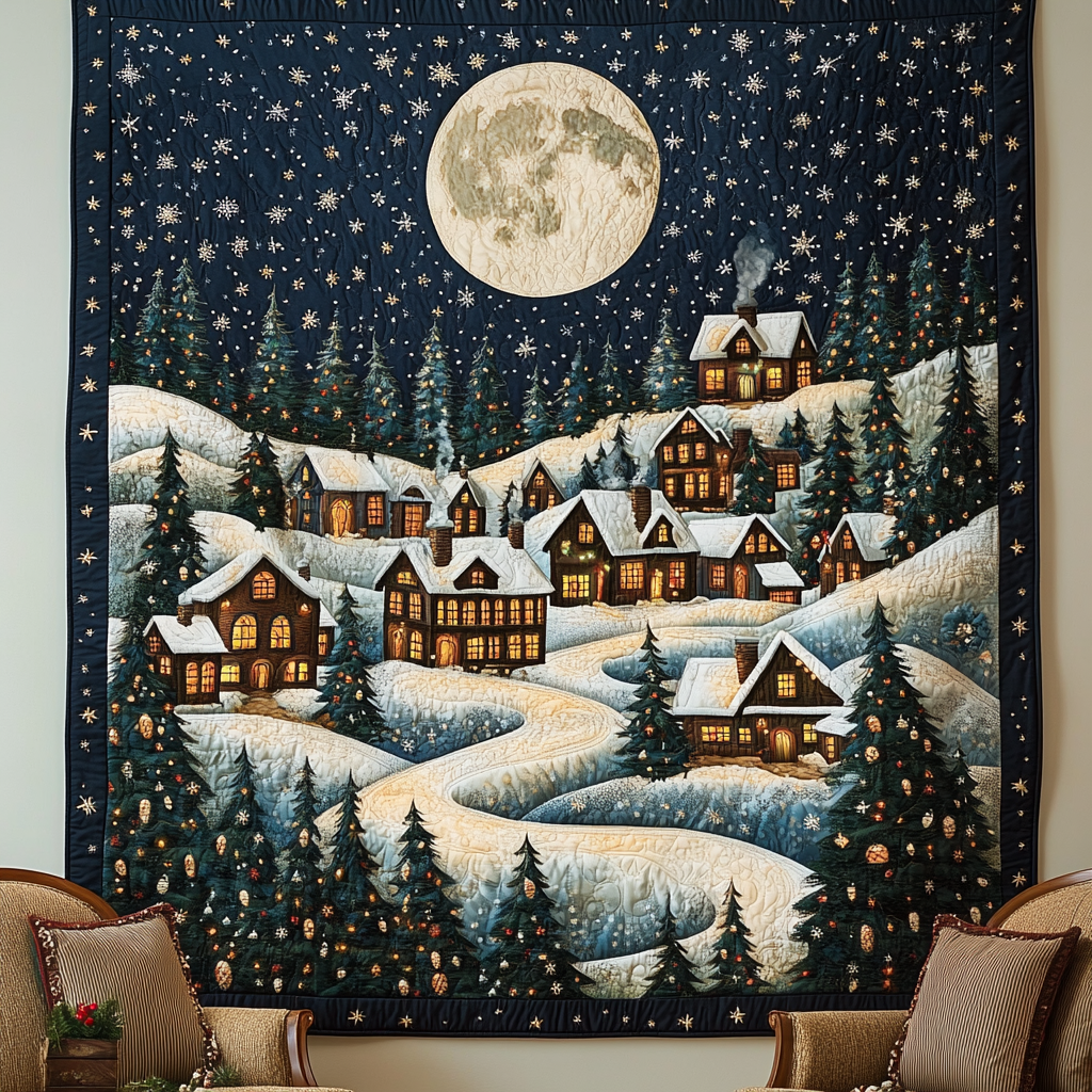 Winter Wonderland Village Quilted Blanket