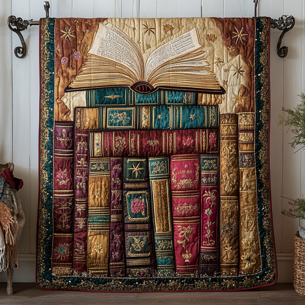 Wisdom Shelves Quilted Blanket