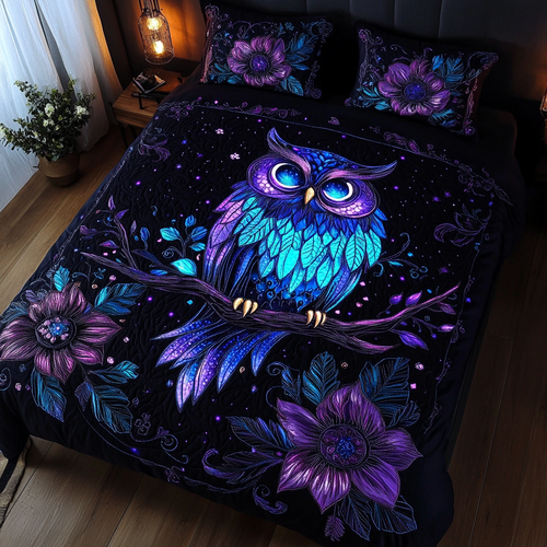 Wise Owl 3-Piece Quilted Bedding Set