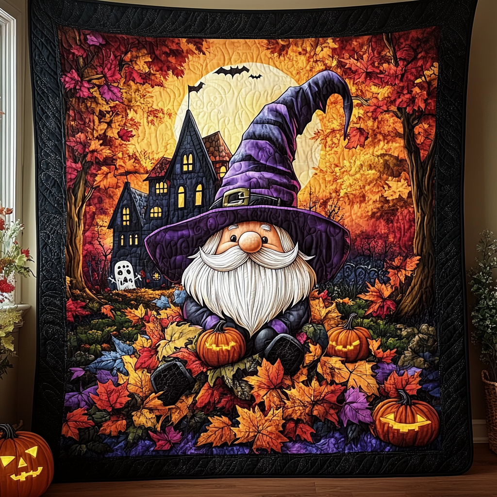 Witch Hat Gnome Quilted Blanket