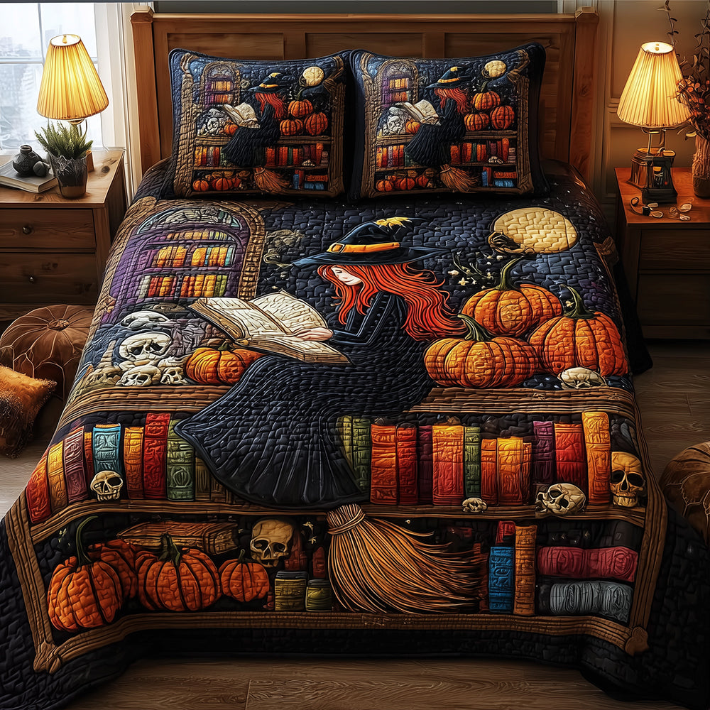 Witch Library 3-Piece Quilted Bedding Set