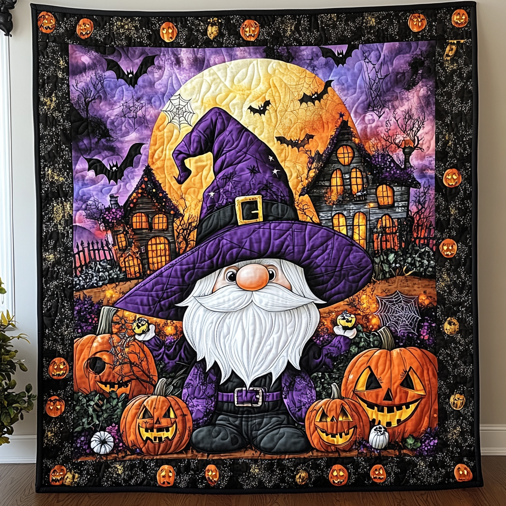 Witchy Gnome Quilted Blanket