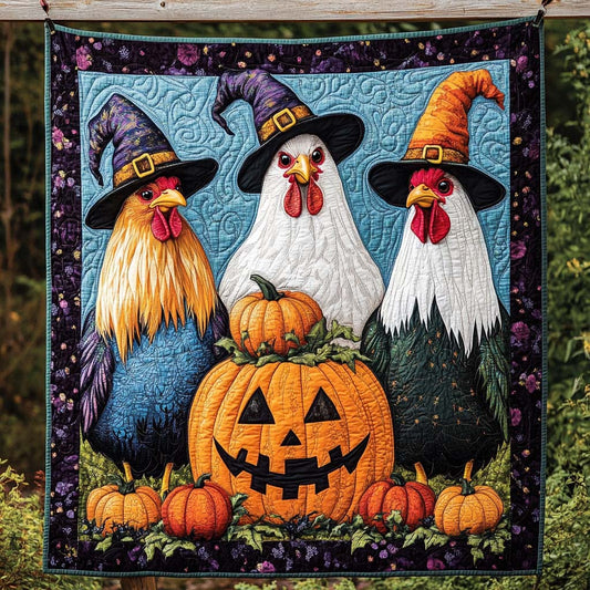 Witchy Hen Gathering Quilted Blanket
