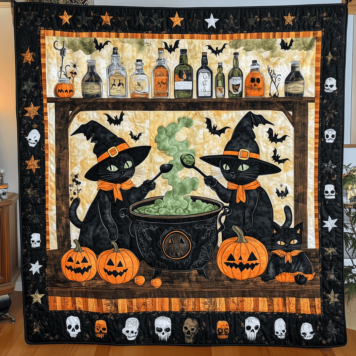 Witchy Paws Quilted Blanket