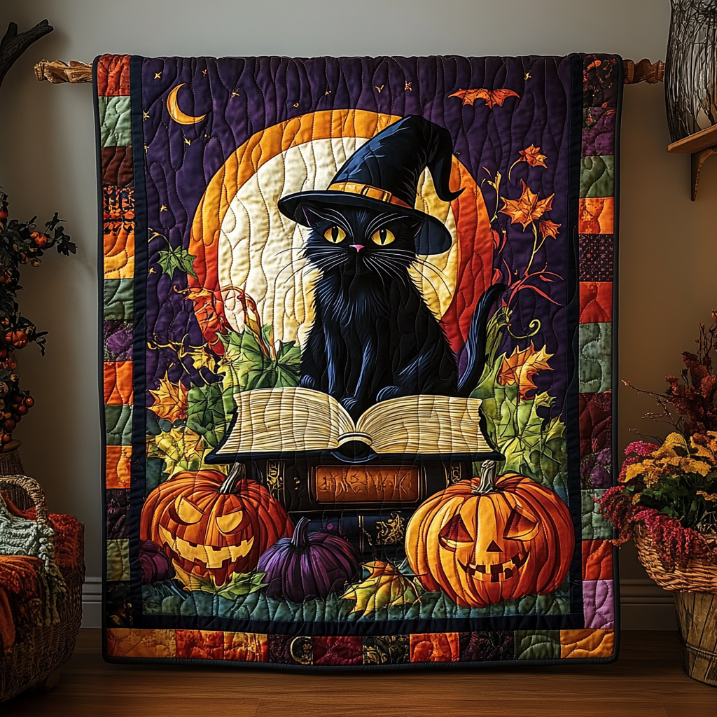 Witchy Whiskers Quilted Blanket