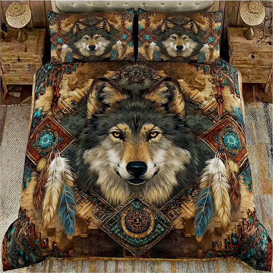 Wolf Heart 3-Piece Quilted Bedding Set