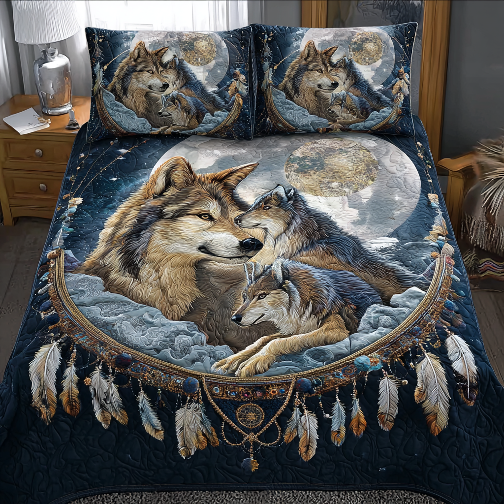 Wolf Realm 3-Piece Quilted Bedding Set