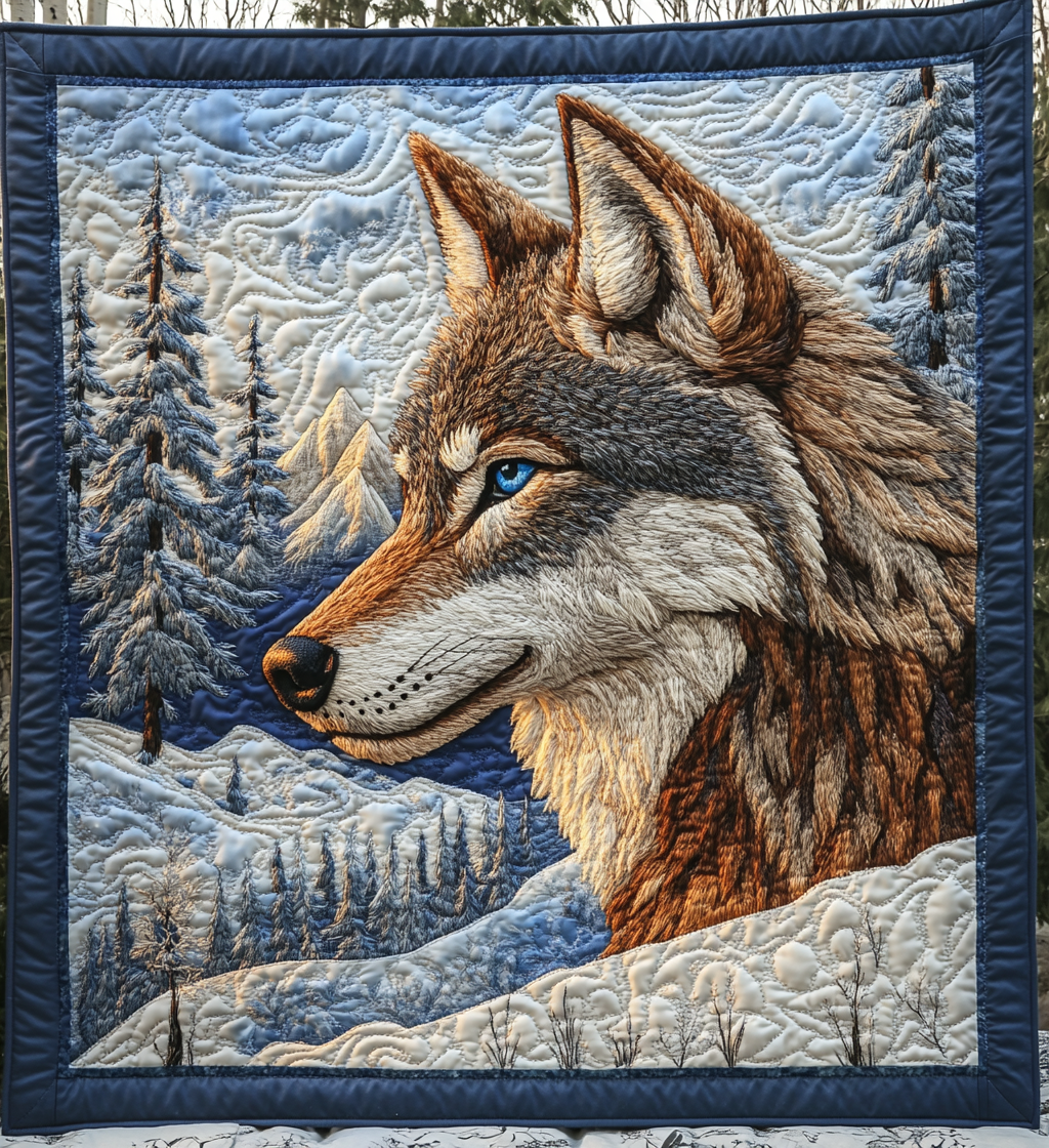 Wolves of the Moon Quilted Blanket