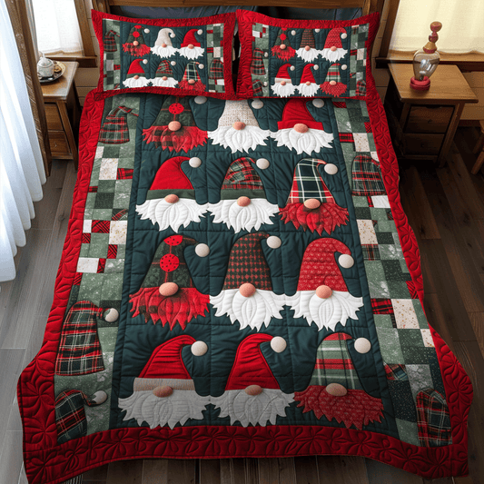 Woodland Gnome 3-Piece Quilted Bedding Set
