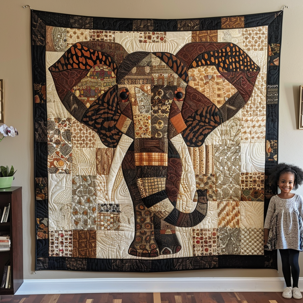 Woodland Harmony Elephant Quilted Blanket