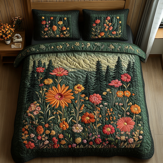 Woodland Bloom 3-Piece Quilted Bedding Set