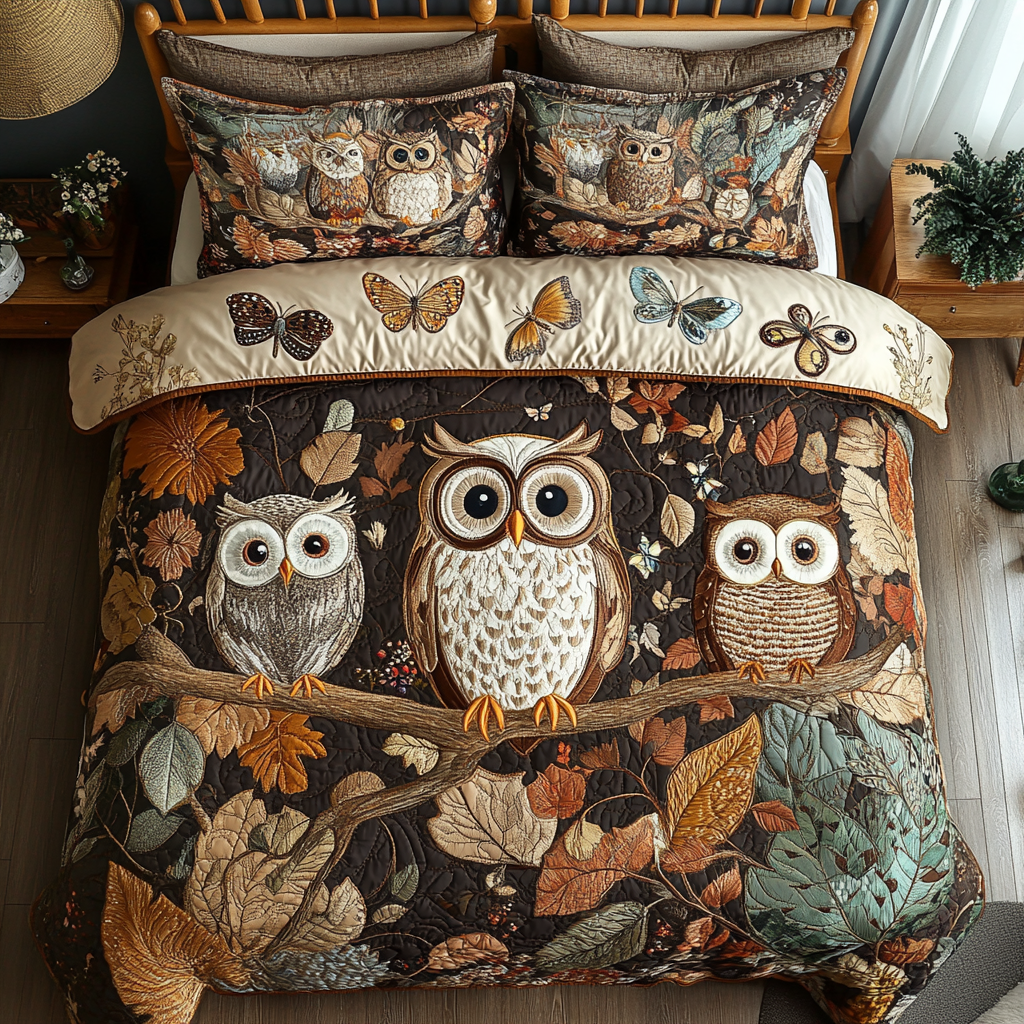 Woodland Nest 3-Piece Quilted Bedding Set