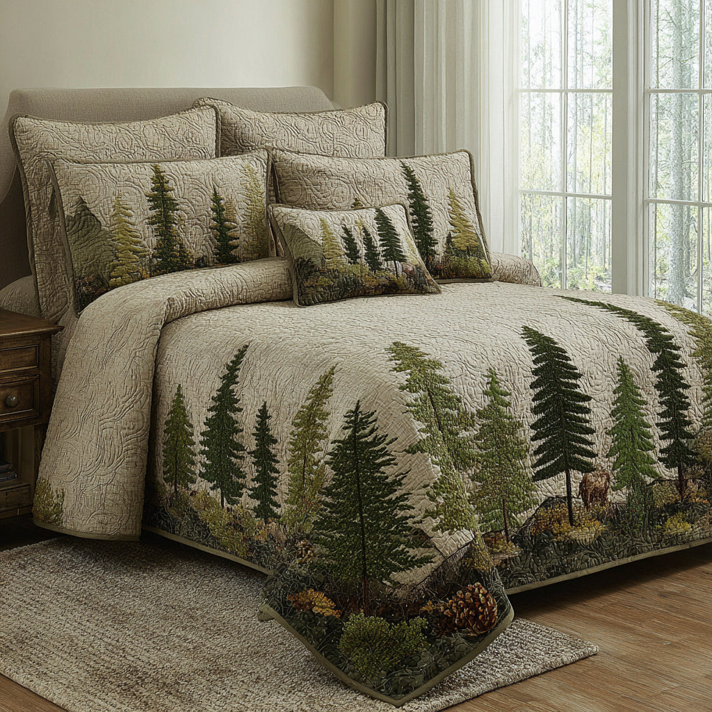 Woodland Peace 3-Piece Quilted Bedding Set