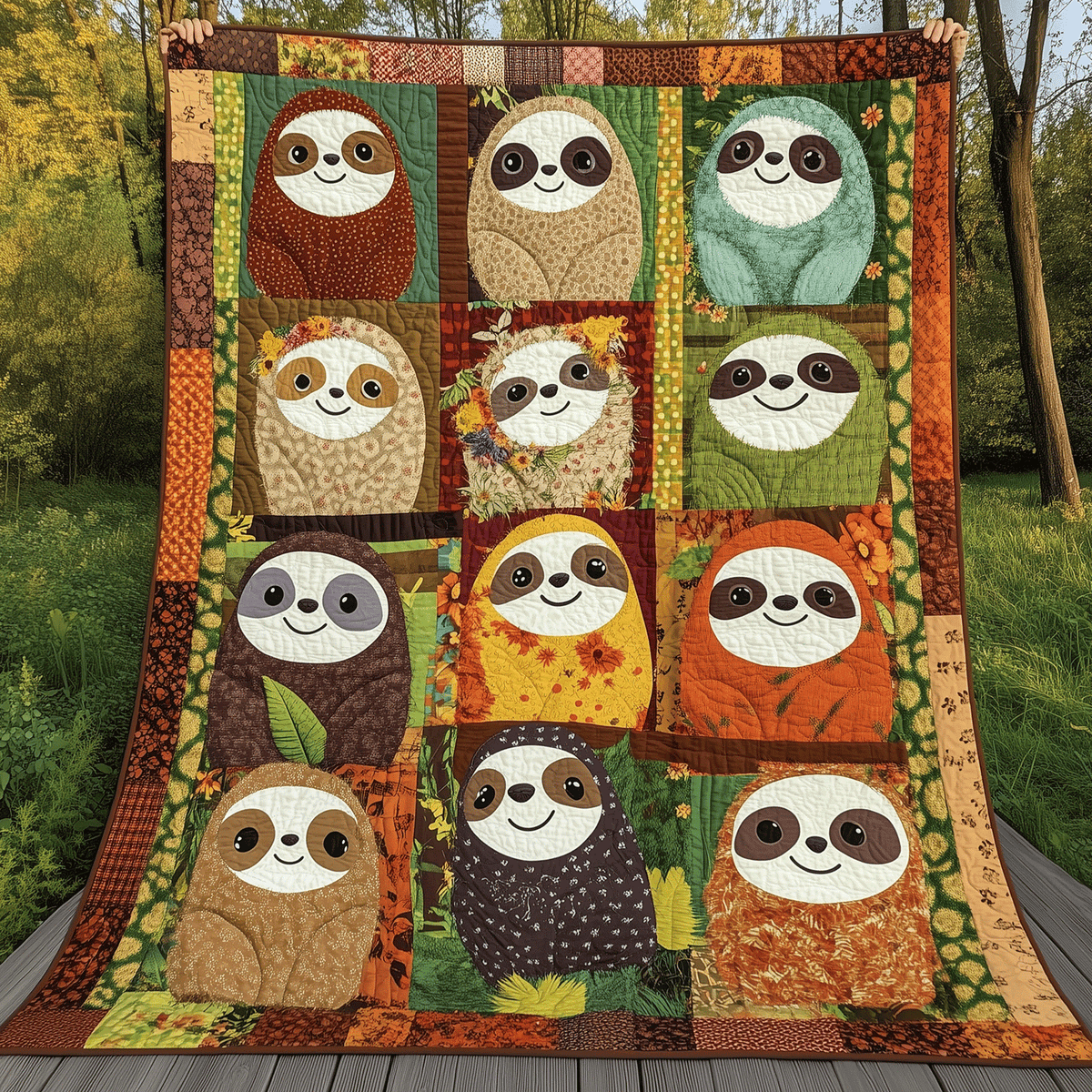 Woodland Sloths Quilted Blanket