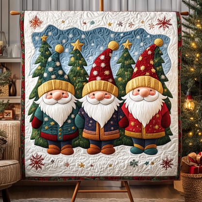 Yuletide Gnomes Quilted Blanket