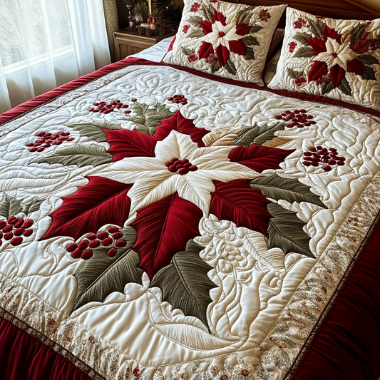 Yuletide Greetings 3-Piece Quilted Bedding Set