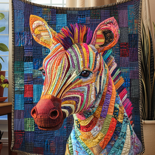 Zebra Mosaic Quilted Blanket