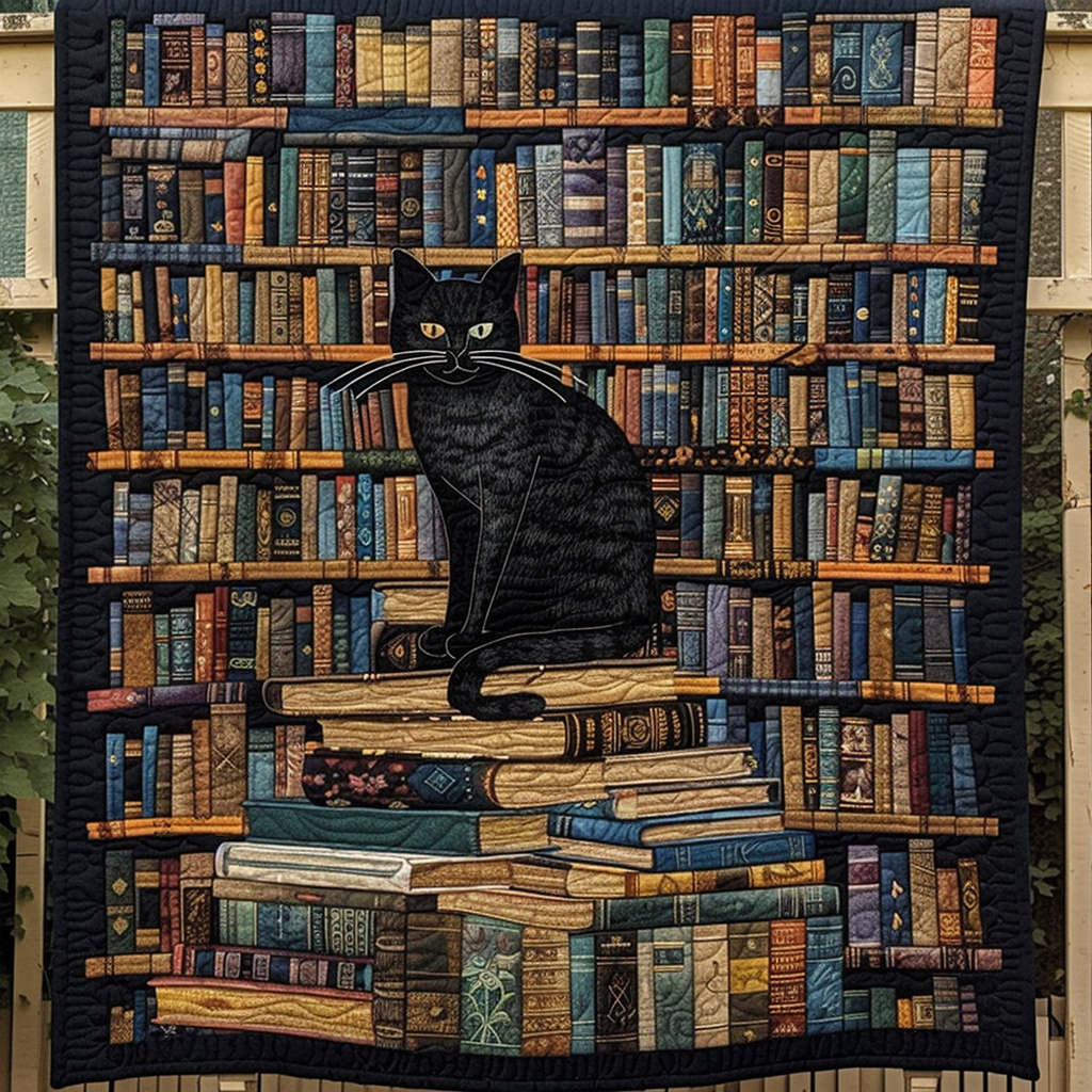 Whiskered Wisdom Quilted Blanket