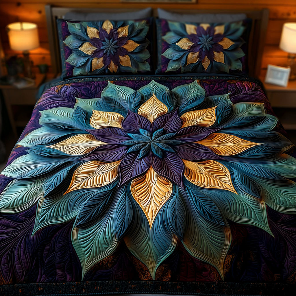 Majestic Sunflower 3-Piece Quilted Bedding Set