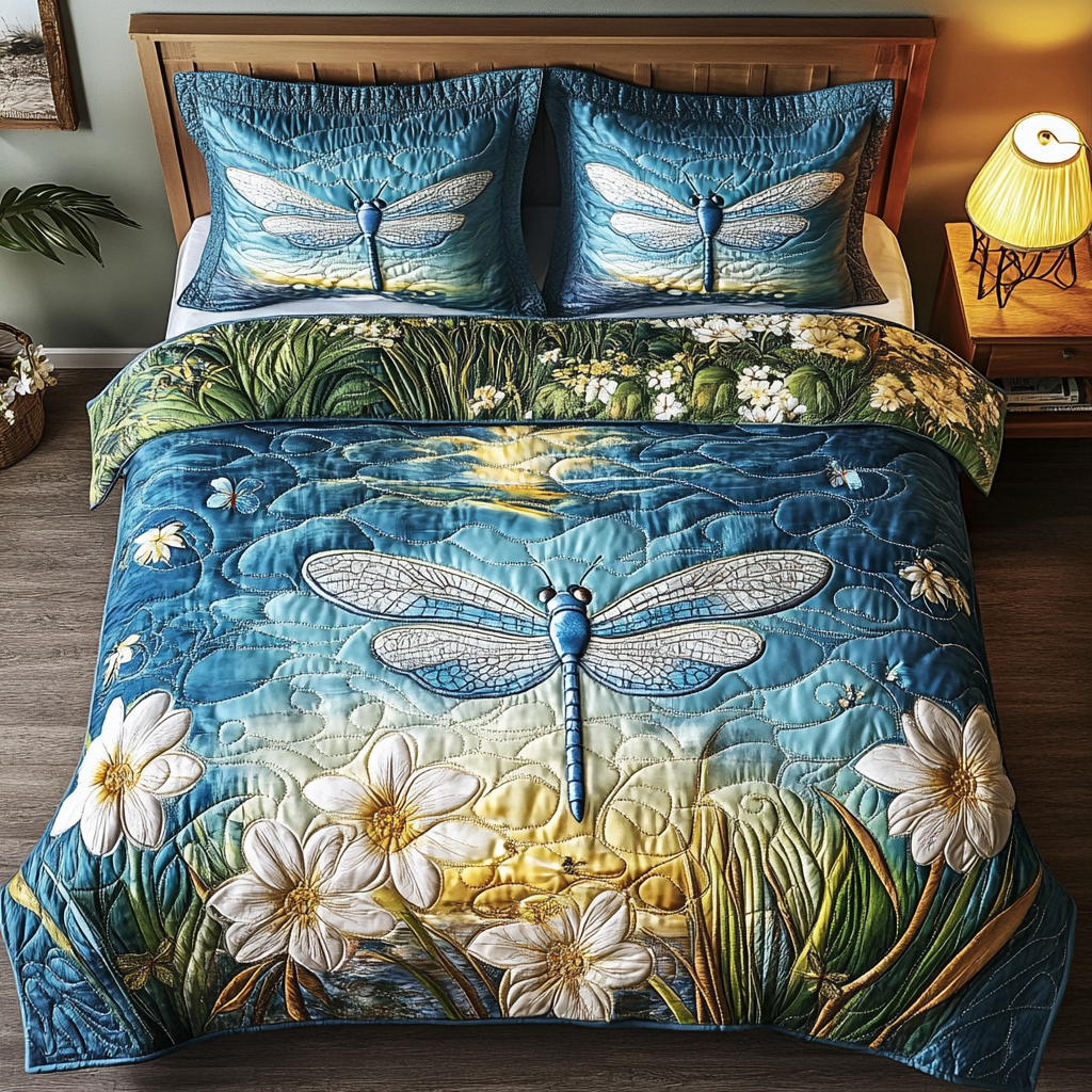 Flowing Wings 3-Piece Quilted Bedding Set