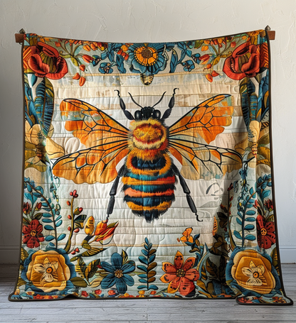 Wildflower Bee Quilted Blanket