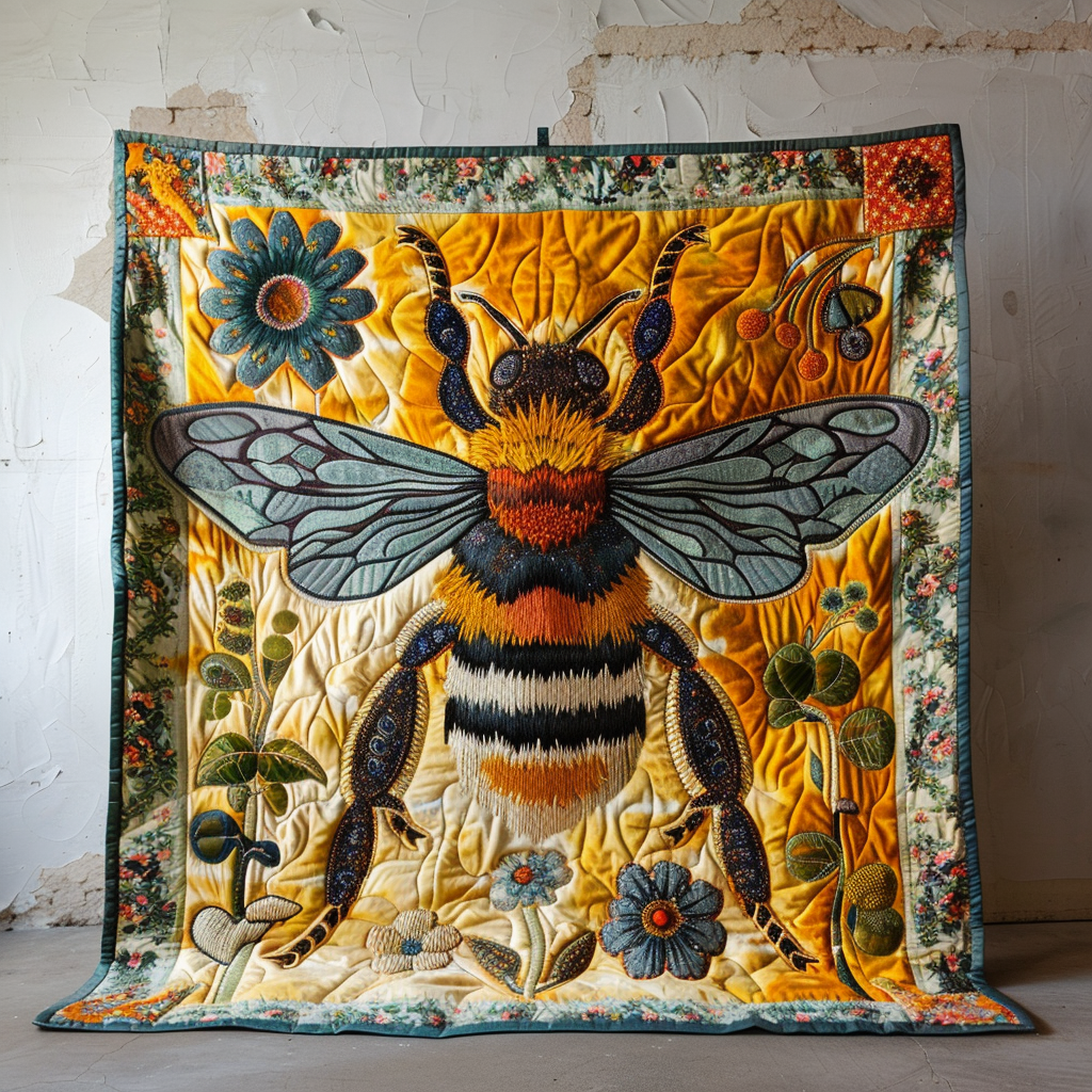 Bee In Bloom Quilted Blanket