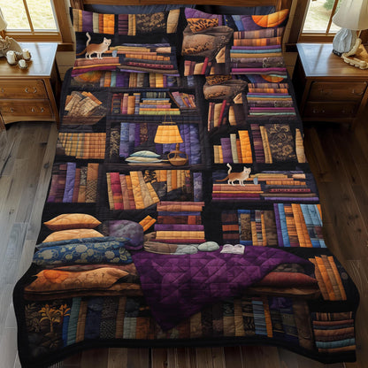 Vintage Bookshelf 3-Piece Quilted Bedding Set