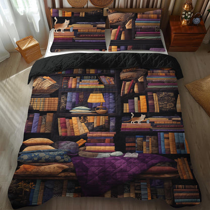 Vintage Bookshelf 3-Piece Quilted Bedding Set