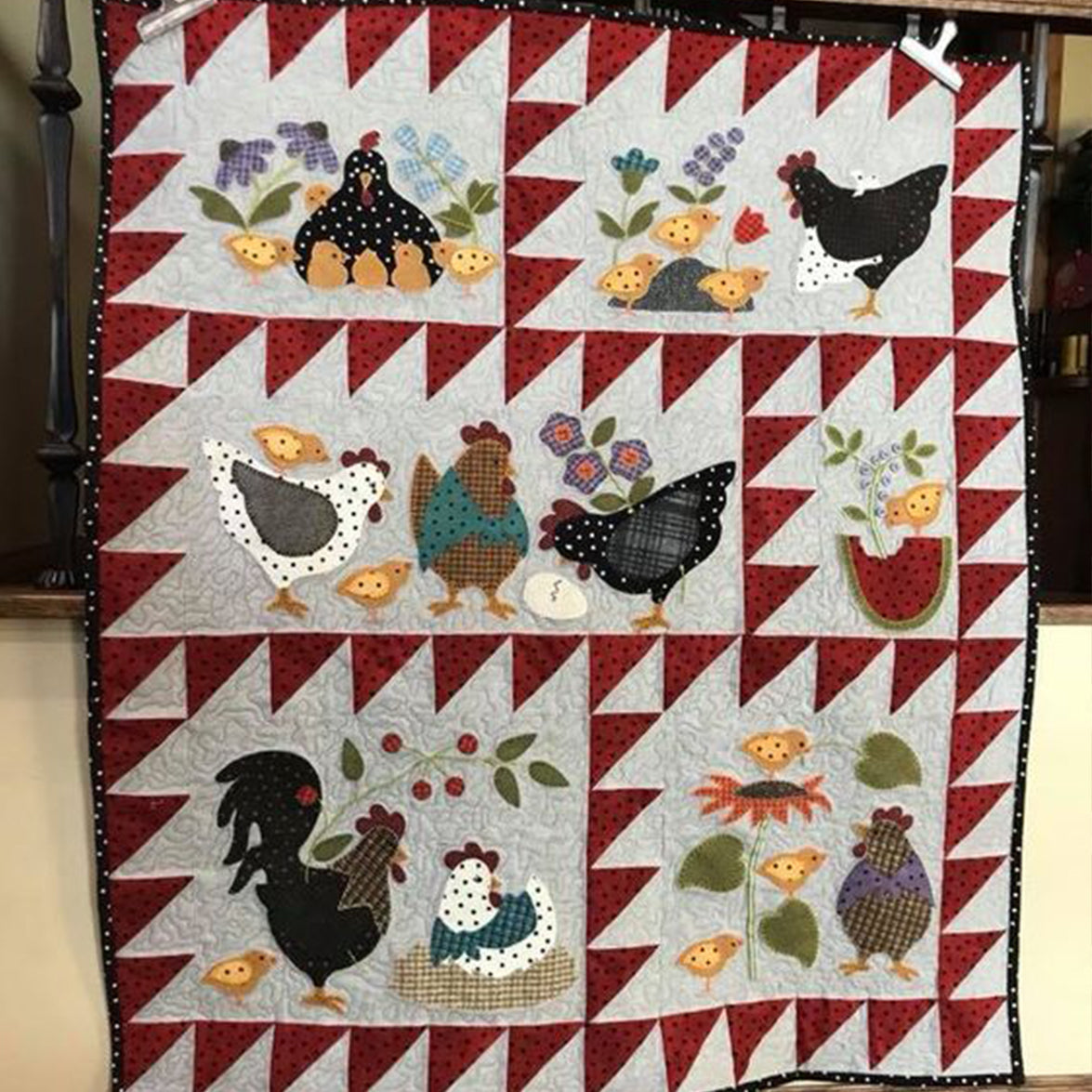 Chicken Family Quilted Blanket