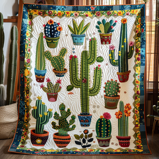 Desert Cactus Quilted Blanket