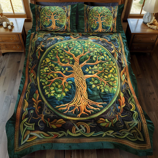 Celtic Tree of Life Art 3-Piece Quilted Bedding Set