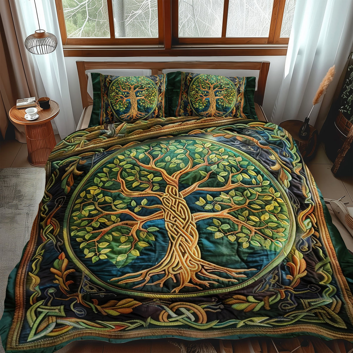 Celtic Tree of Life Art 3-Piece Quilted Bedding Set