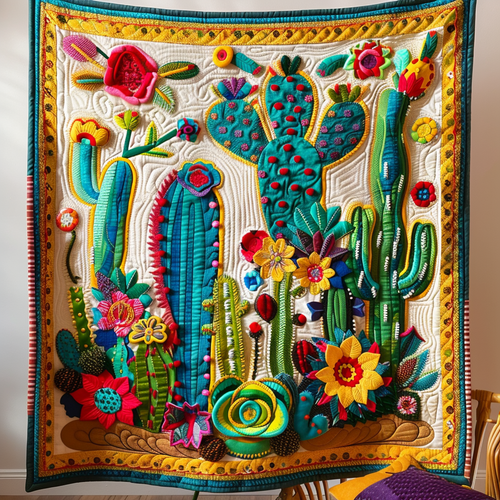 Flora Cactus Quilted Blanket