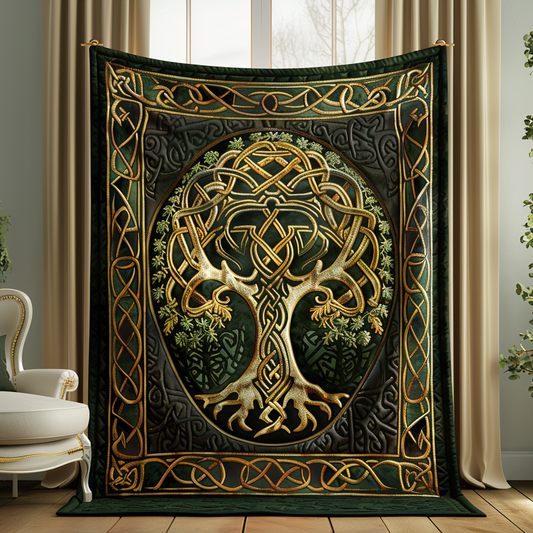 Artisan Celtic Tree Of Life Quilted Blanket